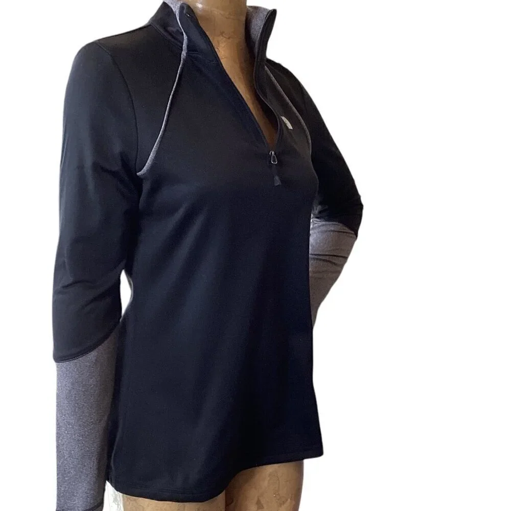 The North Face Women's 1/4 Zip Pullover Top Sz M Black/Gray #327B - Picture 4 of 10